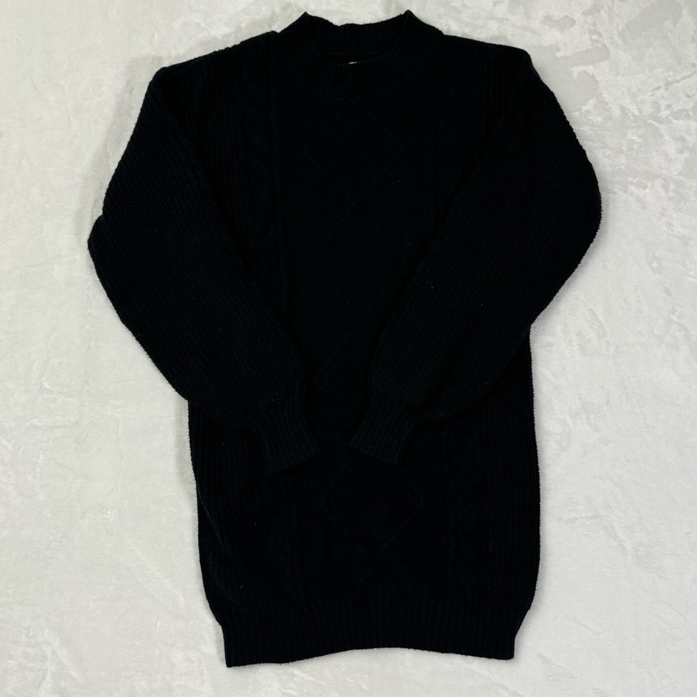 Hollister Women’s Black Oversized Wide Sleeve Mock Neck‎ Knit Sweater Size XS
